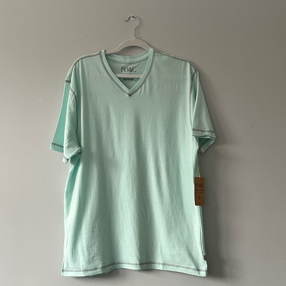 PD&C Light Teal Men's V-Neck Tee